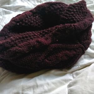 Burgundy sweater inifinity scarf